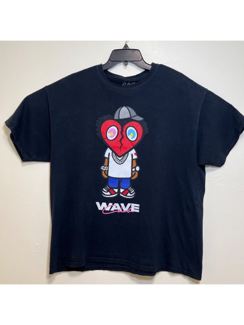 Wave Club Graphic T-shirt Size XL Street wear B BOY Short Sleeve Black Cotton